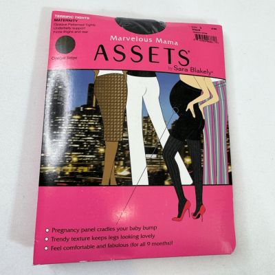 Spanx Assets Tights Pantyhose Women Large (3) Maternity Black Opaque Stripe New